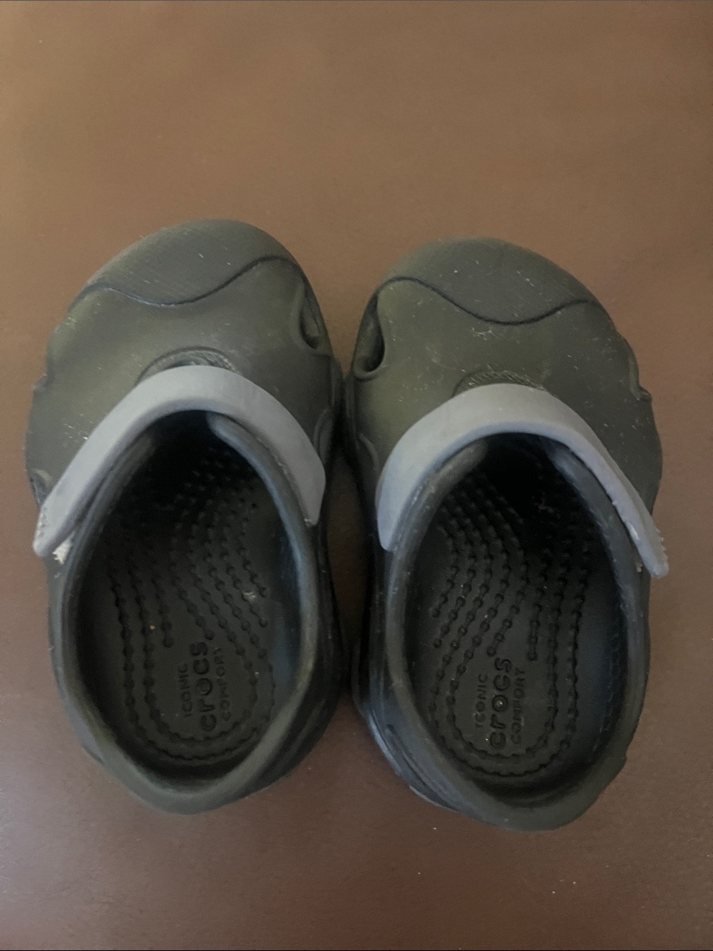 CROCS Toddler Black Gray Velcro Strap
